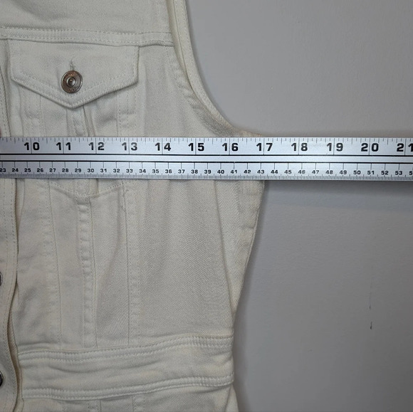 NWT Hudson Women's Cut In Denim Dress Button Down White Sleeveless Knee Length L - Picture 6 of 10
